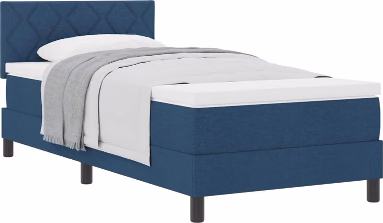 Letto a molle con materasso Blu 90 x 190 cm Tessuto