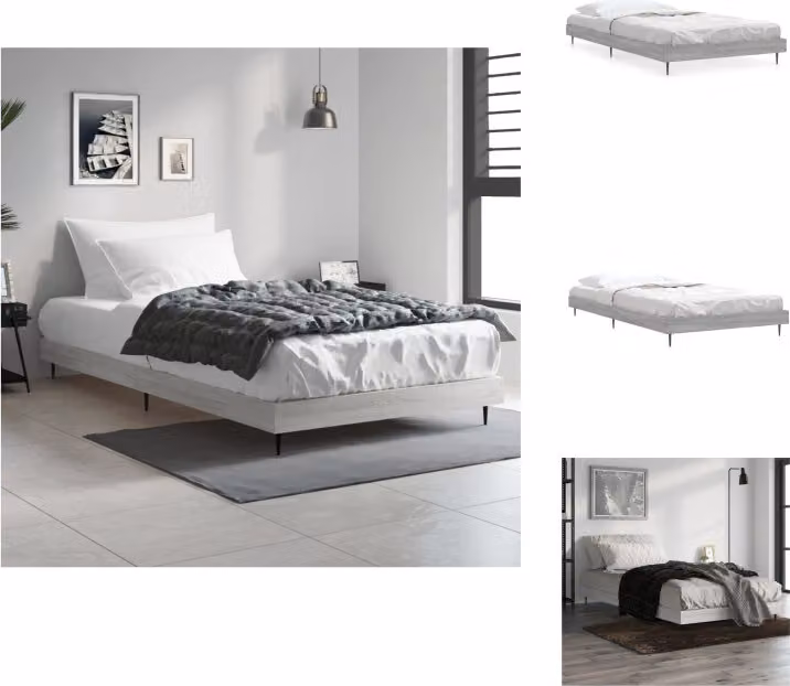 vidaXL Struttura letto grigio Sonoma 90x200 cm in legno - Letti e strutture letto