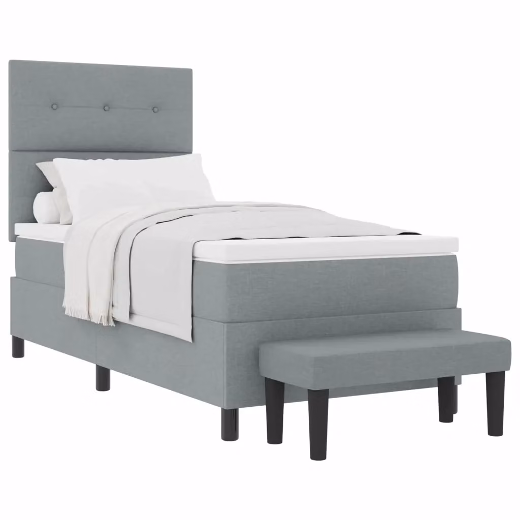 Letto ibrido con materasso e testiera vidaXL in tessuto grigio, L/P/H: 90 x 190 x 128 cm – 2