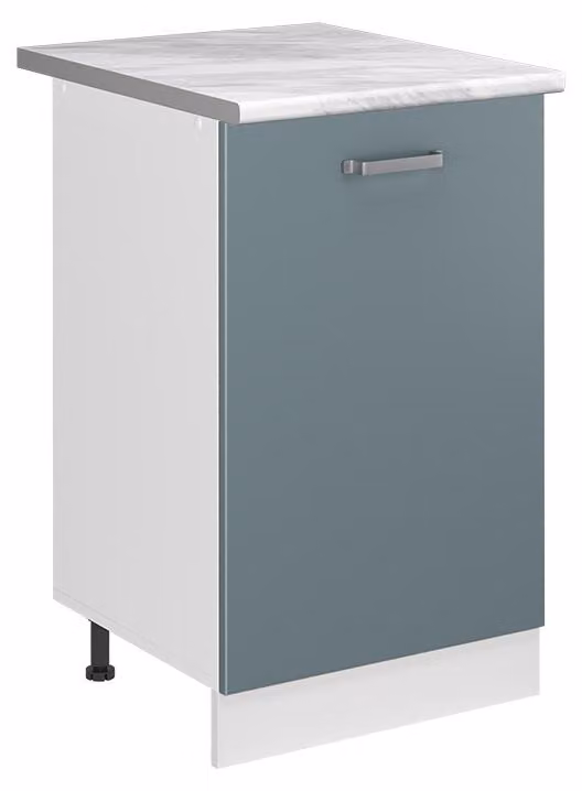 Mobiletto base cucina Vicco R-Line Grigio-blu/Bianco 50 cm piano di lavoro Marmo, Model 70154