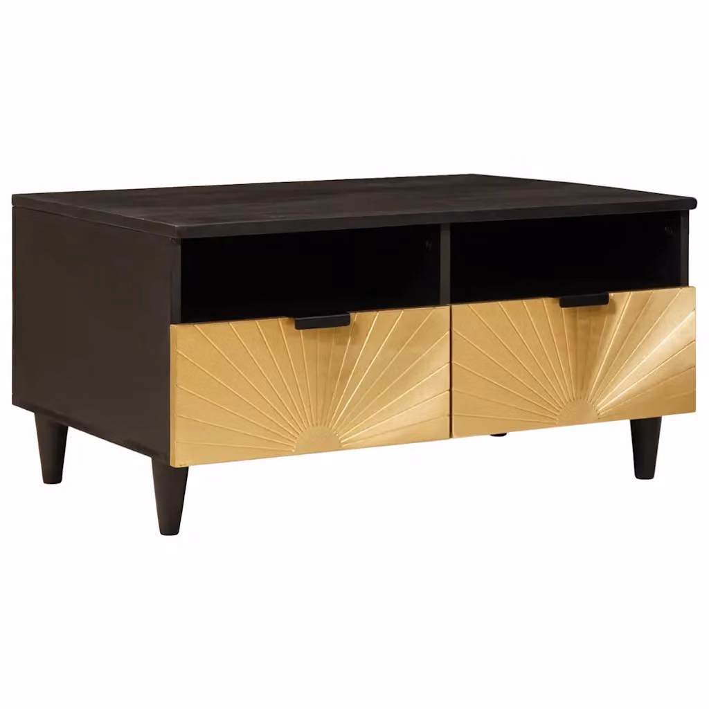 vidaXL Tavolino da salotto moderno in legno di mango, Nero e Oro, L/P/H: 40 x 33 x 46 cm