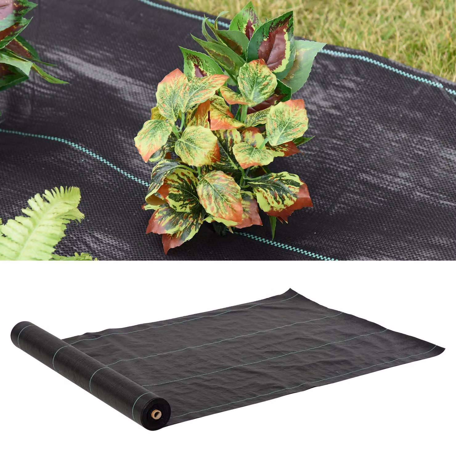 Telo per pacciamatura Outsunny nero in PP drenante e traspirante per orto e giardino L: 1 m, P: 50 cm – 2