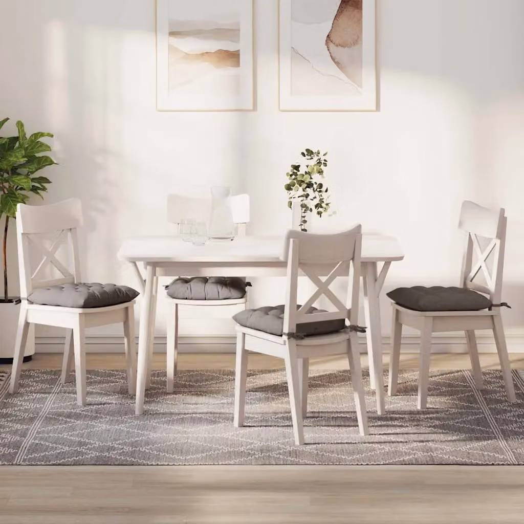 Set di 4 cuscini per seduta quadrati vidaXL in tessuto beige e grigio, lavabili in lavatrice, L 40 x P 40 x H 6 cm
