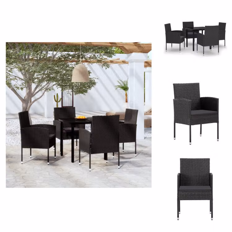 vidaXL Set da pranzo da giardino 5 pezzi nero - Set di mobili da giardino