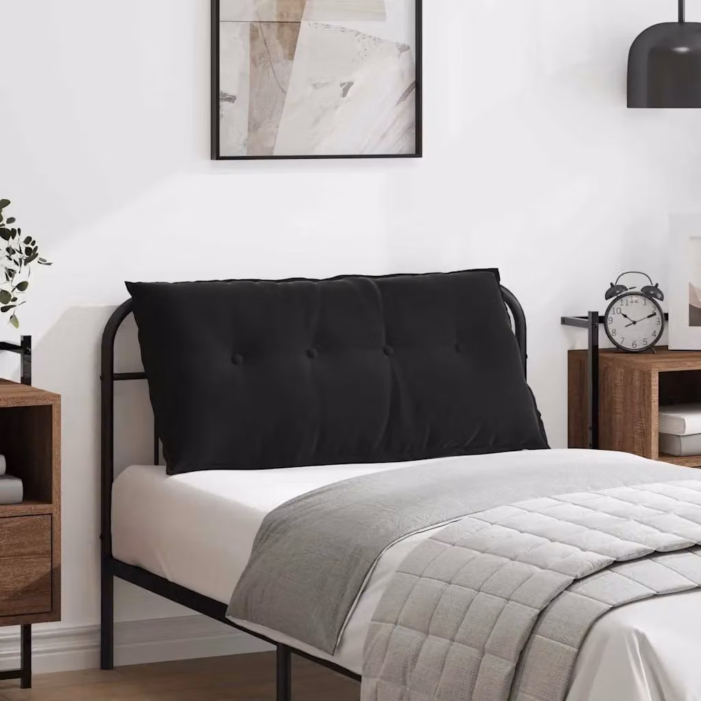 vidaXL Cuscino per Schiena Nero in Tessuto di Velluto a Costine con Rivestimento Rimovibile L: 100 cm, H: 50 cm, P: 50 cm