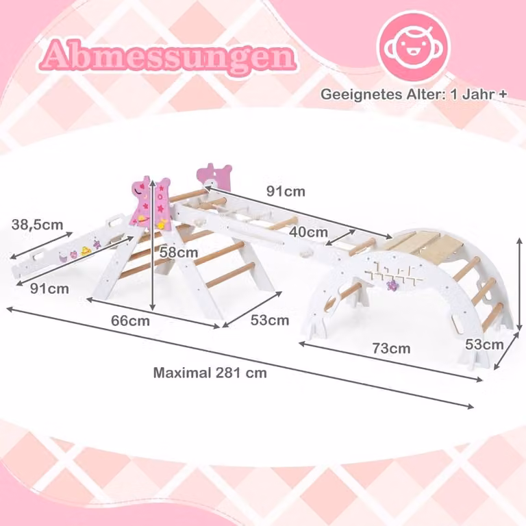Set da arrampicata per bambini da 4 pezzi con scivolo e arco - Bianco