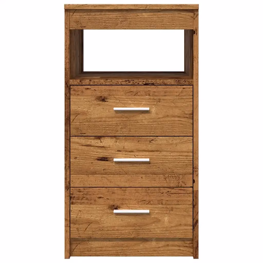 Mobile contenitore moderno con cassetti in legno composito effetto legno anticato marrone L: 40 cm, P: 50 cm, H: 76 cm – 2