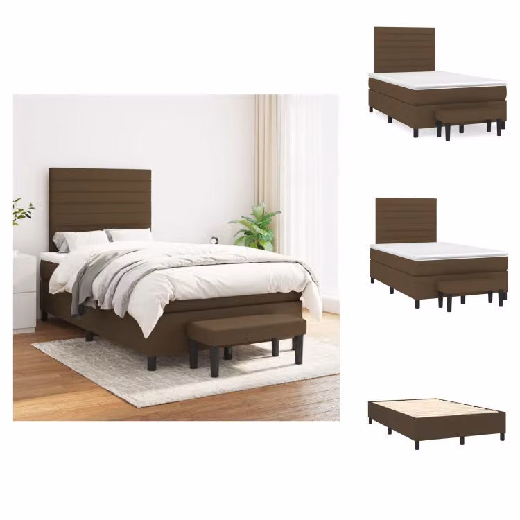 vidaXL Letto a molle con materasso in tessuto marrone scuro 120x200 cm - Letti e strutture letto