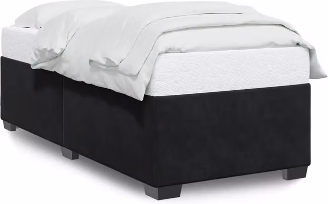 Letto singolo per adulti DESIGN IN in velluto nero con struttura in legno e doghe, L/P: 100 x 200 cm