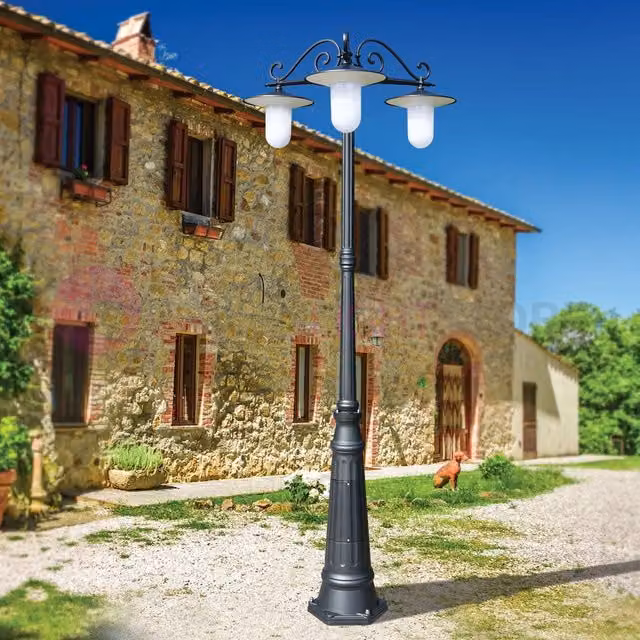 Lampione da esterno Iris Luce Linea Garden KAIROS Antracite con 3 luci LED e piattini, Altezza: 230 cm – 1