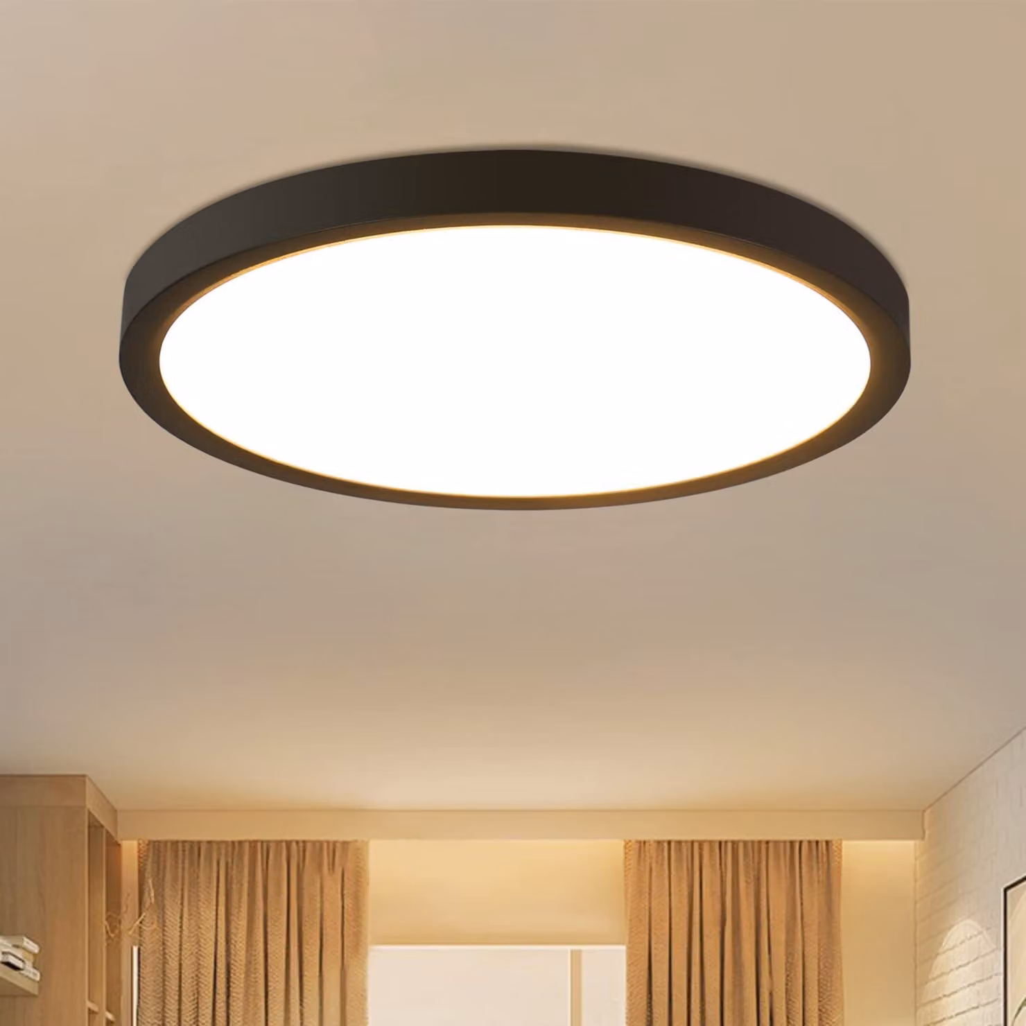 ZMH LED plafoniera nera piatta IP44 22cm bianco caldo 15W illuminazione a soffitto per camera da letto cucina corridoio