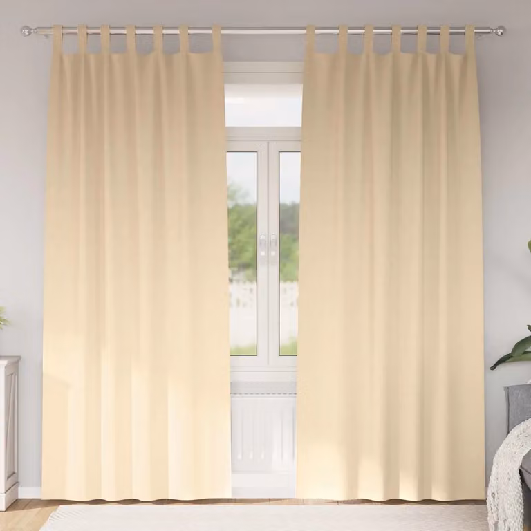 Set di 2 tende blackout vidaXL con anelli in poliestere, colore beige, H 245 x L 140 cm