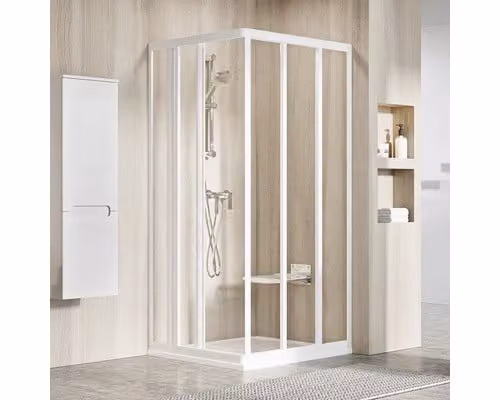 Un lato della cabina doccia RAVAK ASRV3-80 198 bianco+trasparente 15V401R2Z1