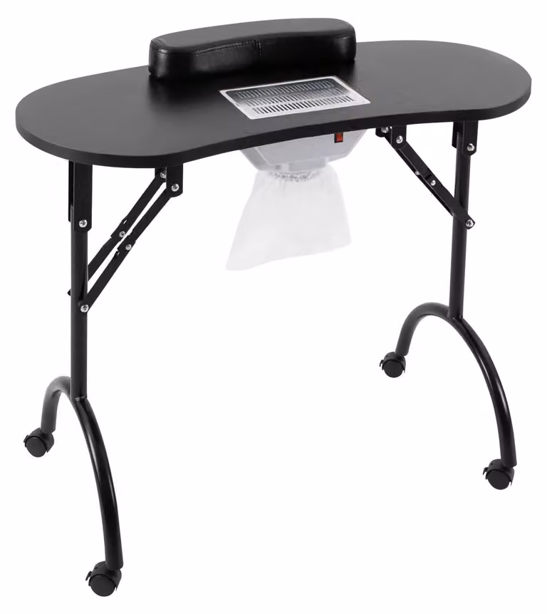 Tavolo professionale per manicure – Tavolo per manicure con aspirazione polvere – Struttura in MDF e metallo, capacità di carico 30 kg – 90x40x72,5 cm – Aspirapolvere, spina EU 220–240 V – nero