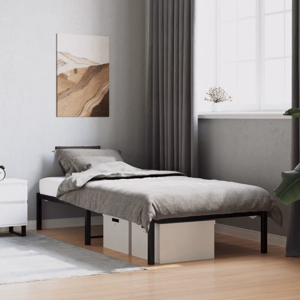 vidaXL Giroletto in Metallo Nero con Listelli Fissi L 90 cm x P 200 cm