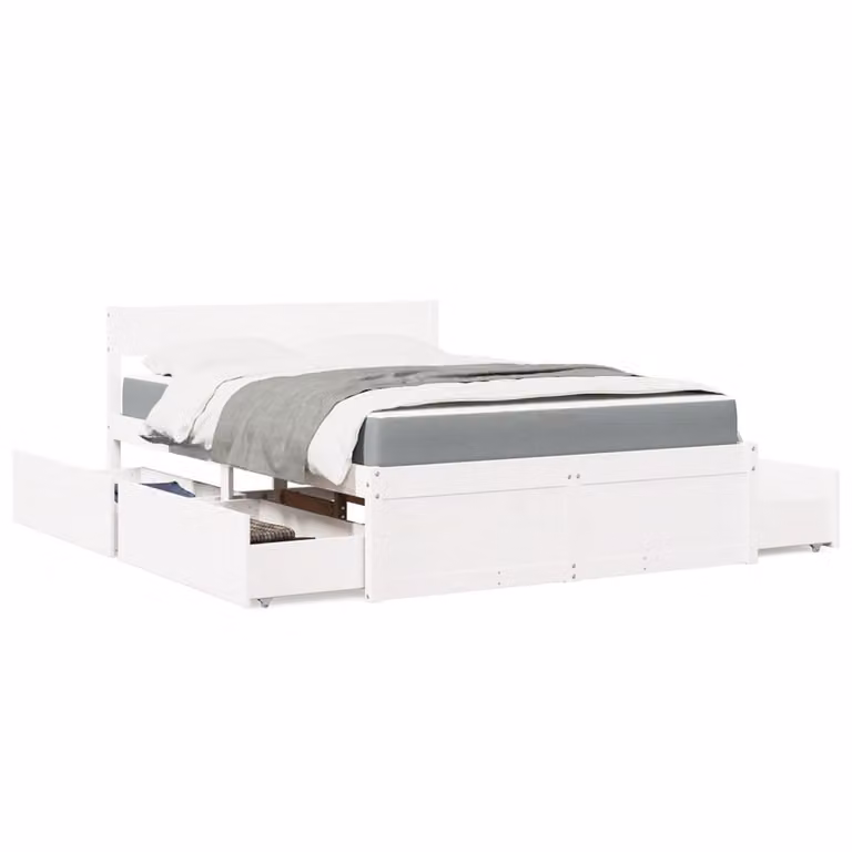 Letto con cassetti vidaXL in legno massello di pino bianco stile rustico L/P: 120 x 200 cm