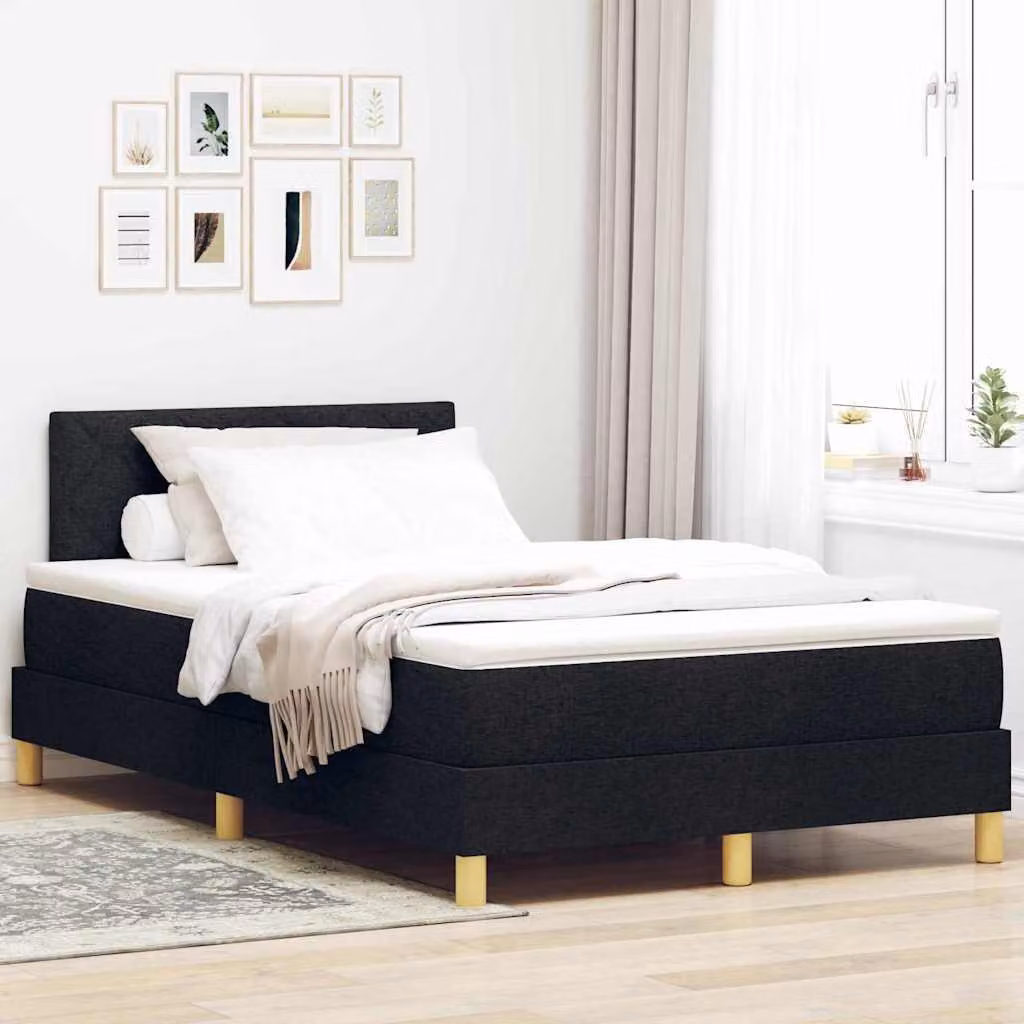 Maison Exclusive - Letto boxspring a LED con cuscini, nero, 120 x 190 cm, tessuto
