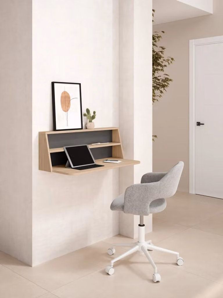 Scrivania da parete Herdasa moderna in effetto noce e grafite L: 85 cm, P: 38,5 cm, H: 30 cm – 2