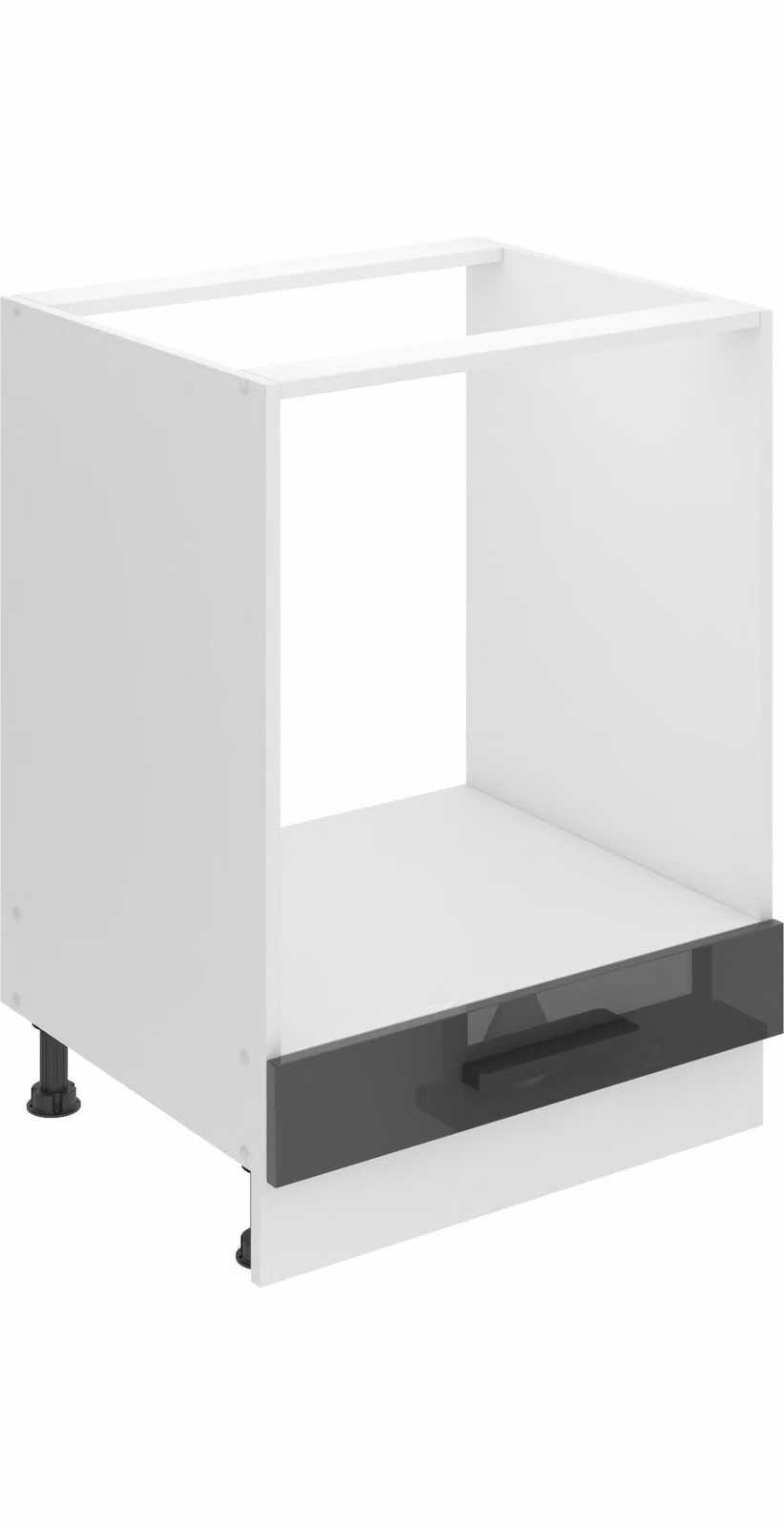 Base da cucina Belini, base da cucina larga 60 cm. Base per cucina SDP senza piano di lavoro. Mobile da cucina senza anta, con cassetti, argento lucido