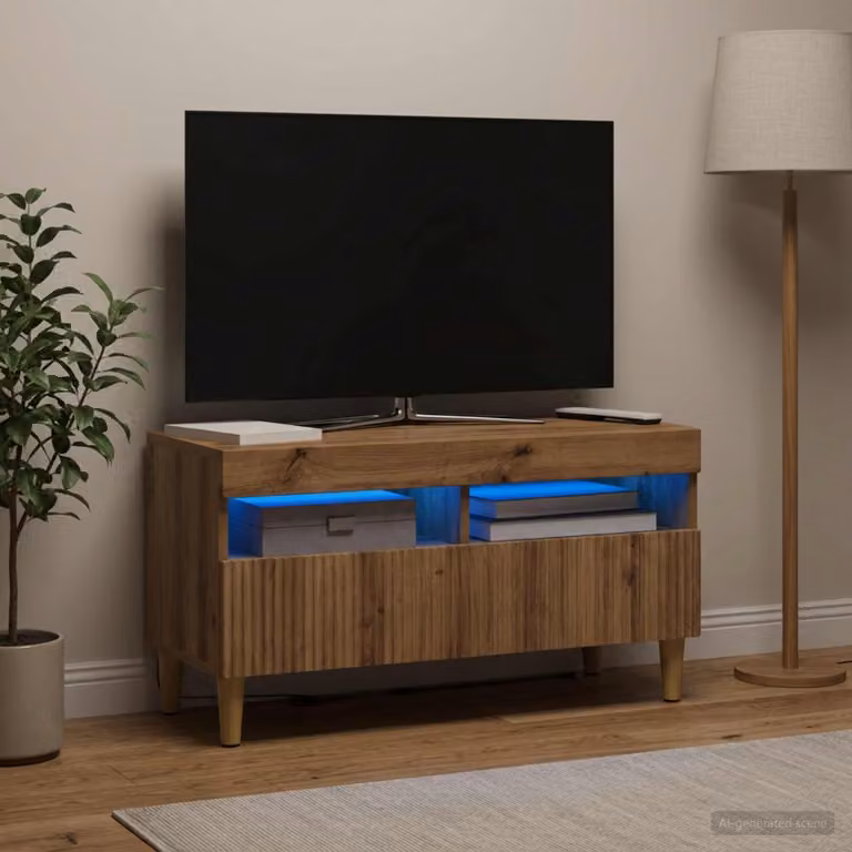 Mobile TV LED vidaXL ARNHEM in Rovere Artigianale, L 81 x P 35 x H 43 cm