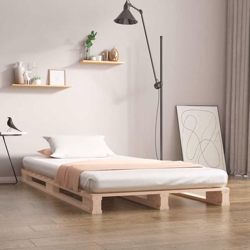 Letto a pallet singolo vidaXL in legno massello di pino marrone L 190 x L 75 cm