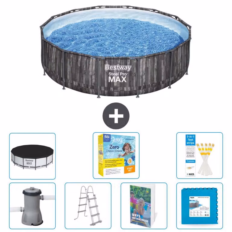 Piscina gonfiabile Bestway Steel Pro MAX, rotonda, 427x107 cm, composta da 6 parti, modello S566