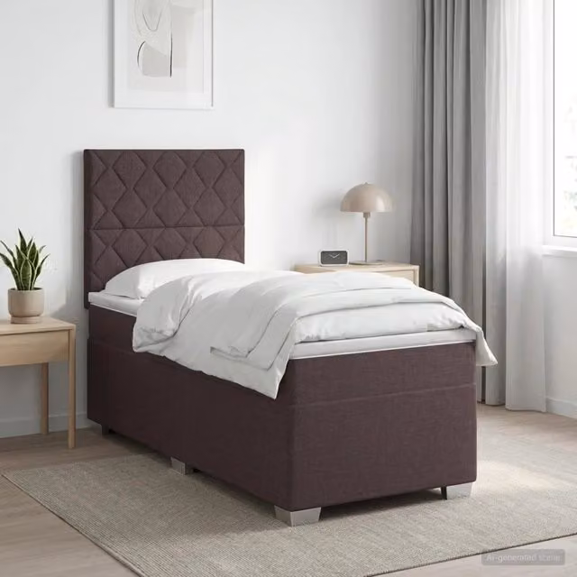 Letto box spring con materasso ibrido vidaXL Marrone e Bianco L/P: 90 x 200 cm – 1