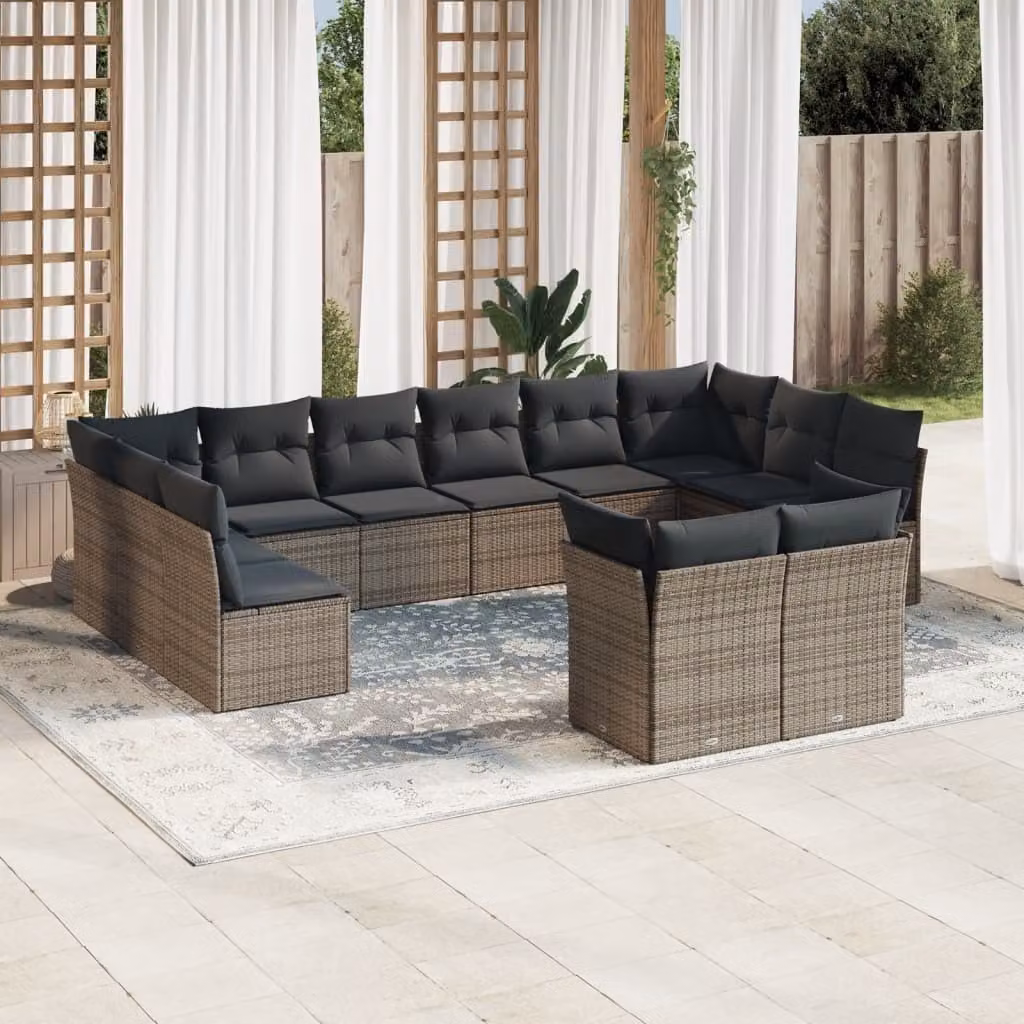 Maison Exclusive - Set Divani da Giardino 12 pz con Cuscini Grigio in Polyrattan