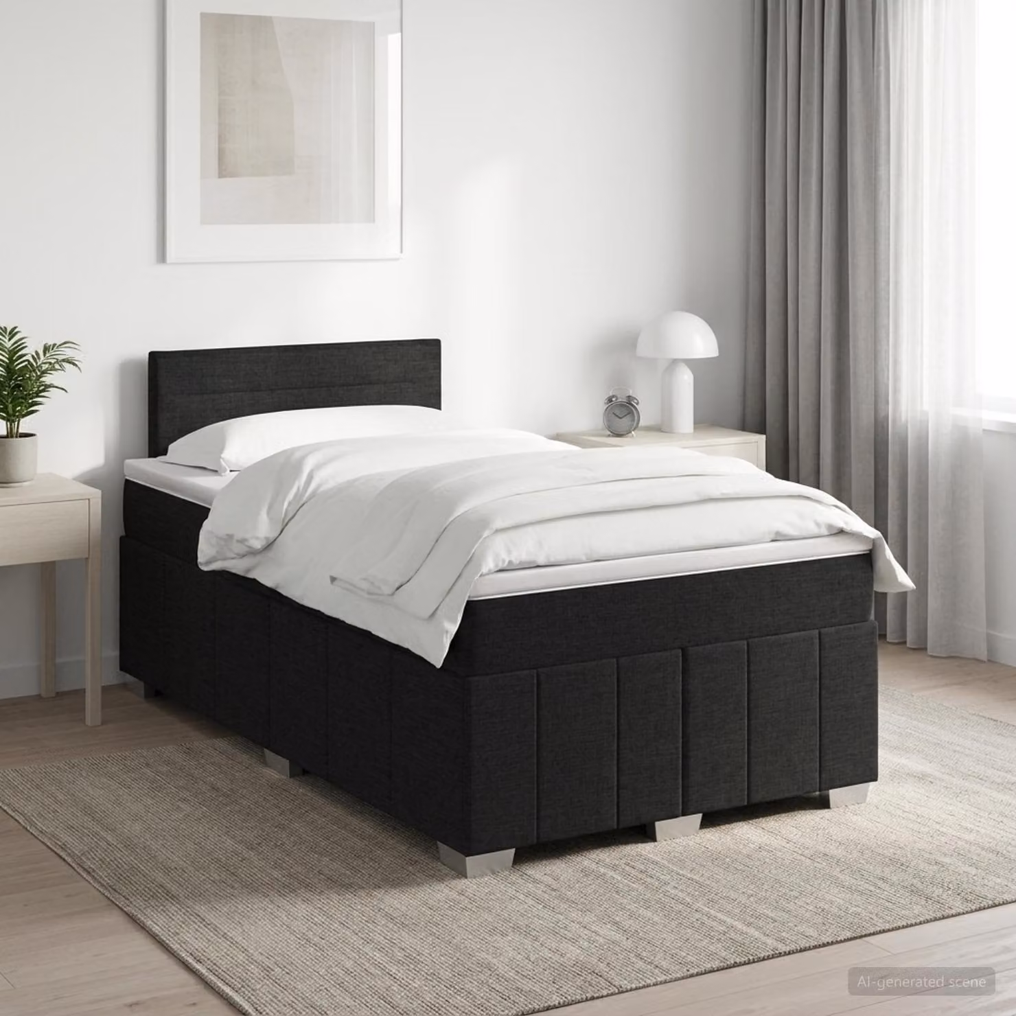 Letto box spring con materasso vidaXL in tessuto nero L/P: 120 x 200 cm