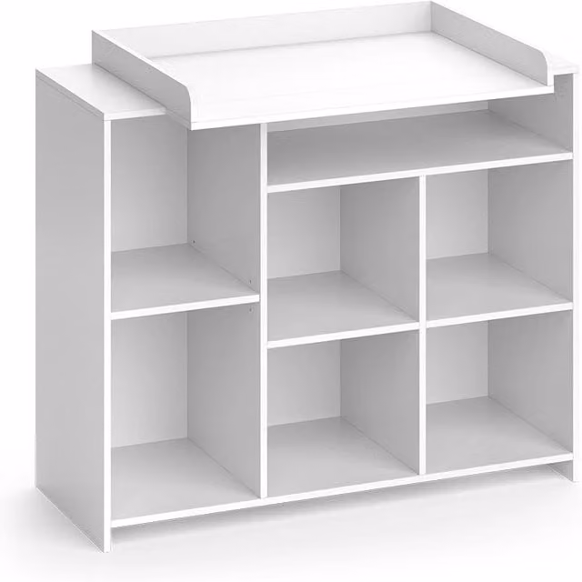 Fasciatoio Oskar Vicco Bianco con ripiani aperti e protezione di sicurezza L 113 cm x P 100 cm – 1