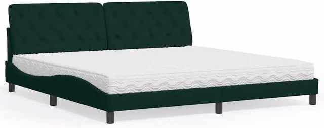 Letto con Materasso vidaXL in Velluto Verde Scuro L/P/H: 200 x 200 x 74,5 cm – 2