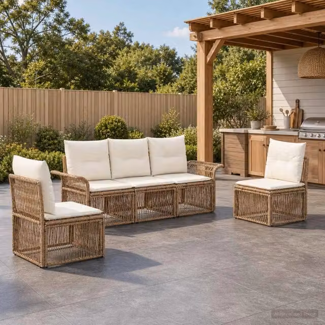 Set Divano da Giardino 5 pz Beige polyrattan 3434787
