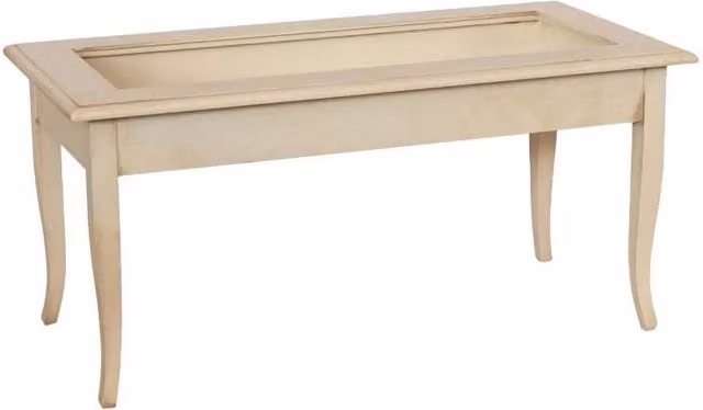Tavolino bacheca rettangolare shabby legno avorio anticato 100x50x47 - Mobili 2G