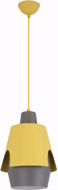 Lampada a sospensione Candellux Falun in metallo giallo e grigio, diametro: 22 cm