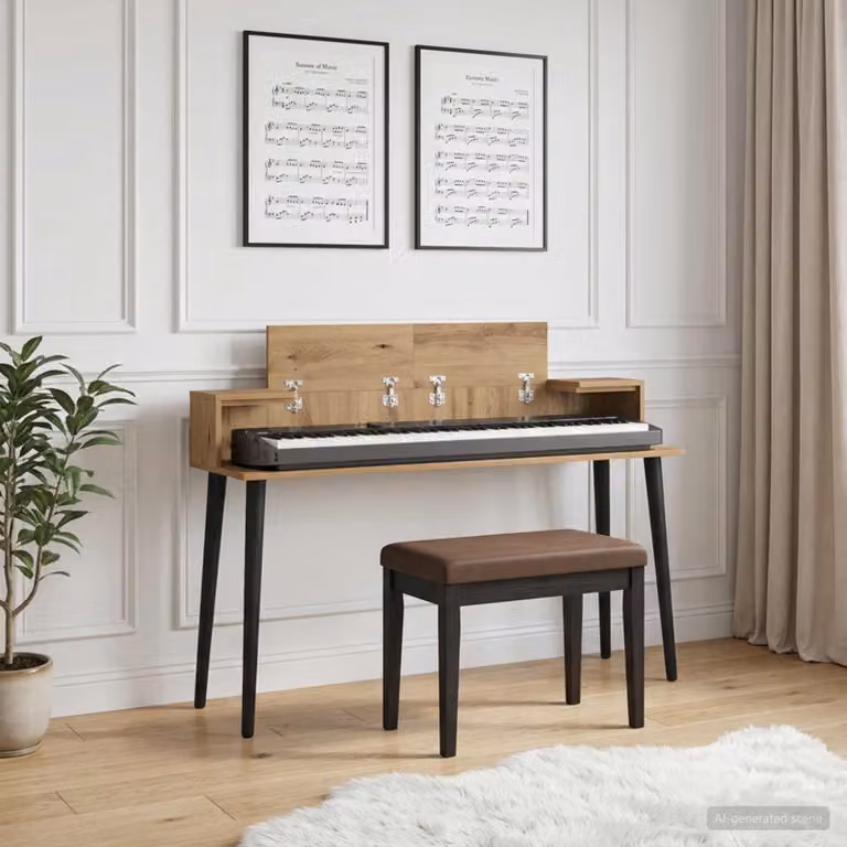 Scrivania da studio moderna vidaXL in rovere marrone, L 110 cm x P 36 cm x H 19,5 cm