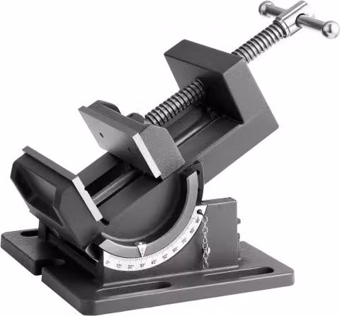 Morsa da banco portatile VEVOR in ghisa nera con ganasce da 107,9 mm e inclinazione regolabile da 0 a 90 gradi per lavorazione del legno