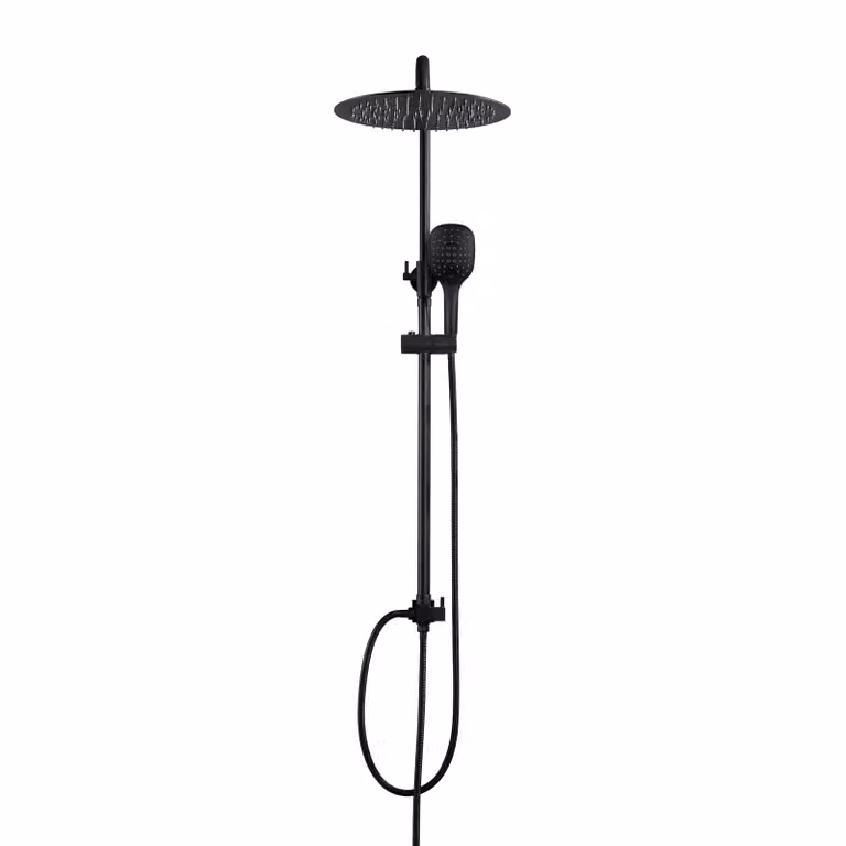 JOHO Colonna Doccia Nero Opaco in Acciaio Inox Set doccia a Pioggia con Soffione e Doccetta D25cm