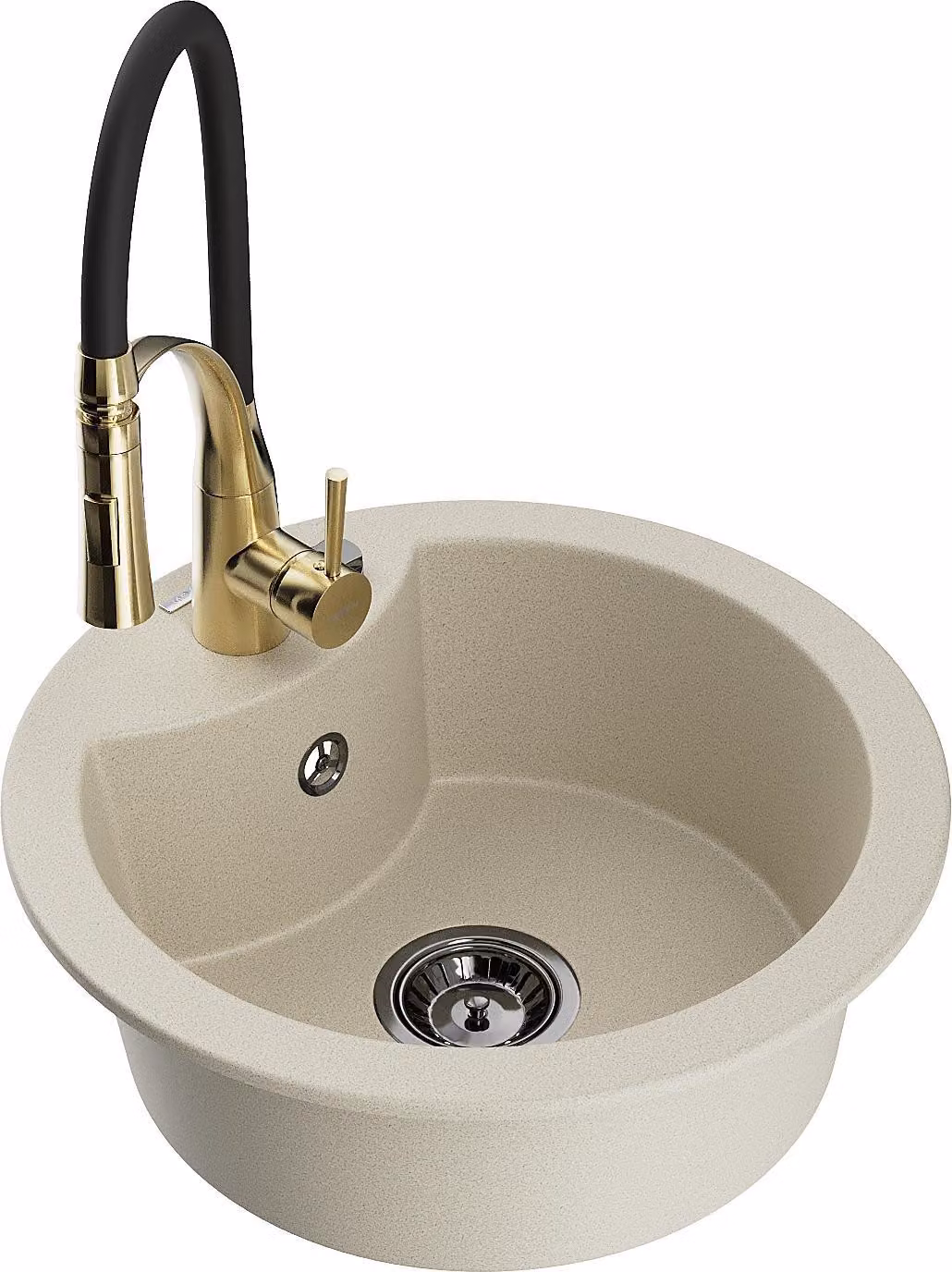 Mexen Diego lavello in granito a 1 vasca con rubinetto da cucina Aster, beige - 6512-69-73450-57-B