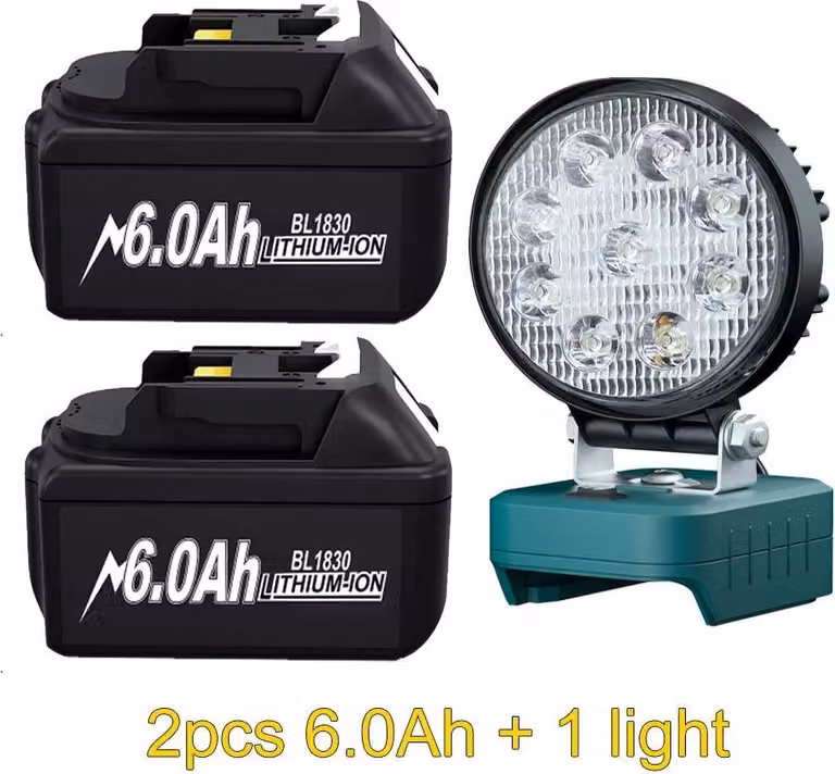 Batteria di ricambio per Makita 18V, Li-Ion 6Ah (18650), compatibile con BL1830/BL1840/BL1850, Arancione