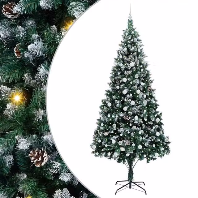 Albero di Natale Artificiale-Albero Natalizio con 300 LED Verde 240 cm 895205