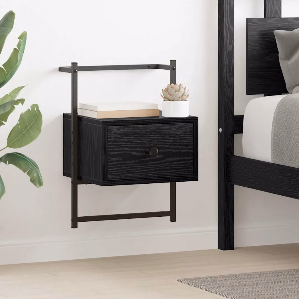 Set di 2 Armadi da Notte vidaXL in Stile Rustico, Colore Rovere Nero, L 35 cm x P 30 cm x H 51 cm
