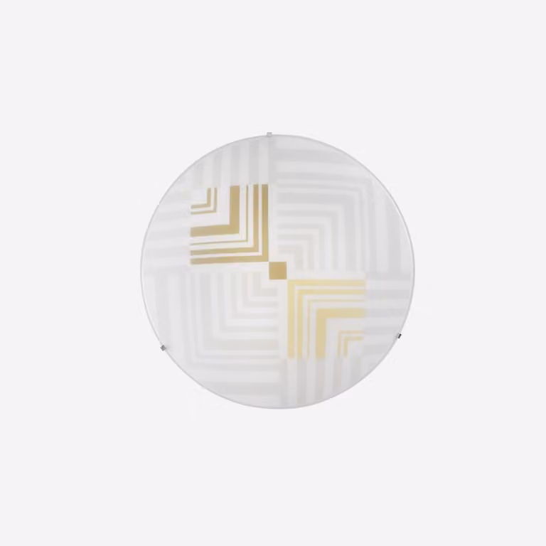 SEVENTY: Plafoniera a soffitto in vetro bianco, 2 attacchi E27, dimensioni 30x30x7 cm.