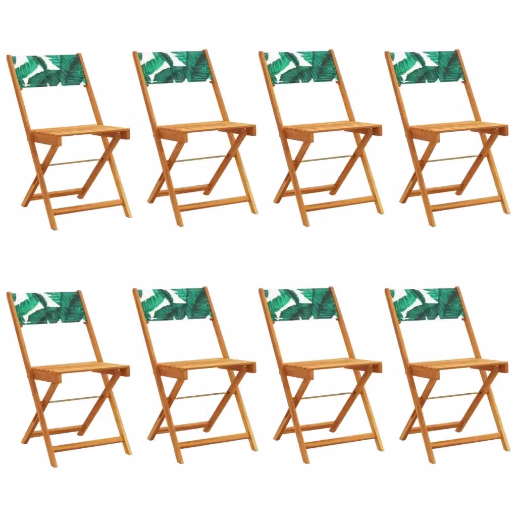 Set di 8 sedie pieghevoli vidaXL in legno di acacia oliato e tessuto verde resistente ai raggi UV per giardino e balcone – 2