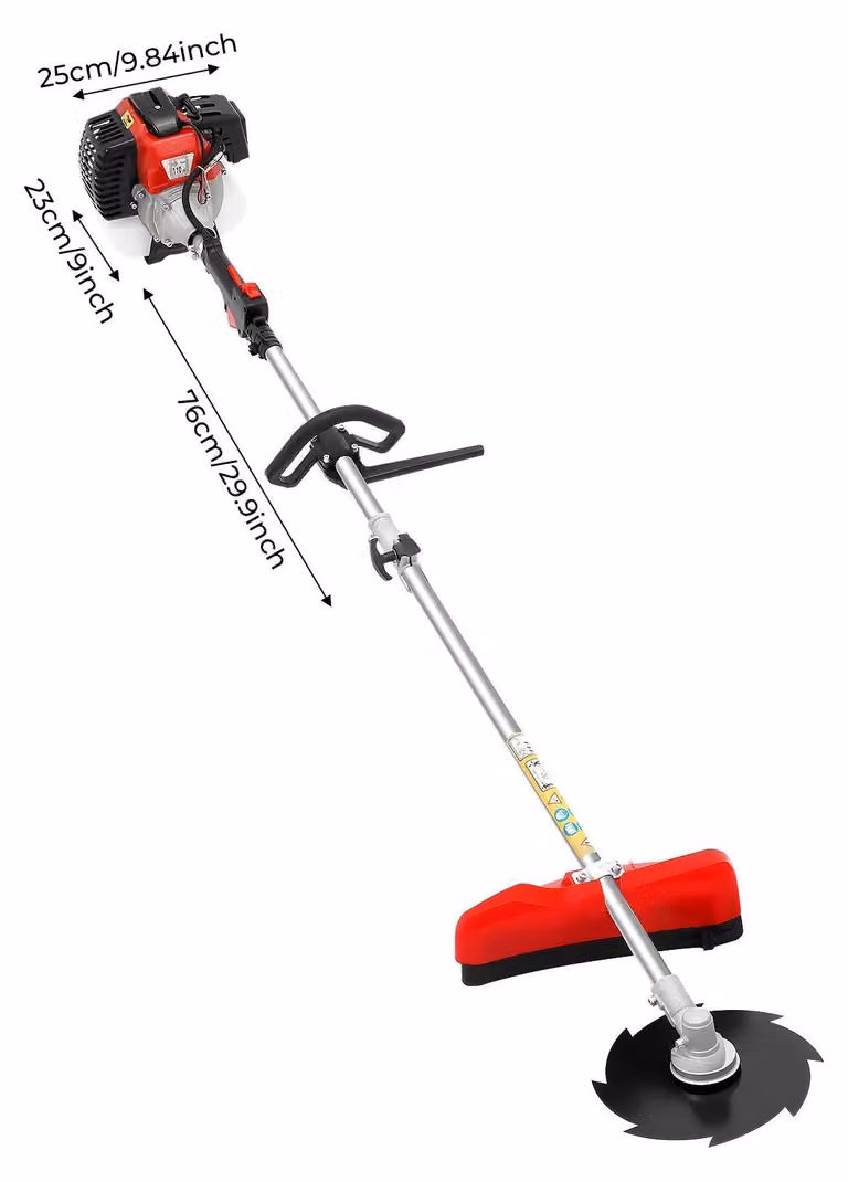 Tagliasiepi a benzina - Trimmer per erba - Motore a 2 tempi da 52cc - Dispositivo multifunzione 10-in-1 - 1,7 kW, 8500 giri/min - Albero in alluminio removibile - Colore: rosso