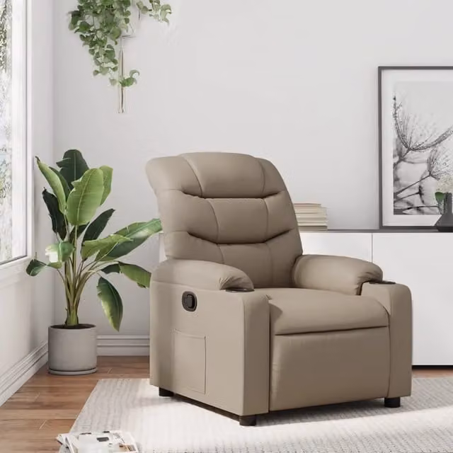 Poltrona Reclinabile Relax vidaXL in Similpelle Beige con Braccioli e Regolazione Manuale