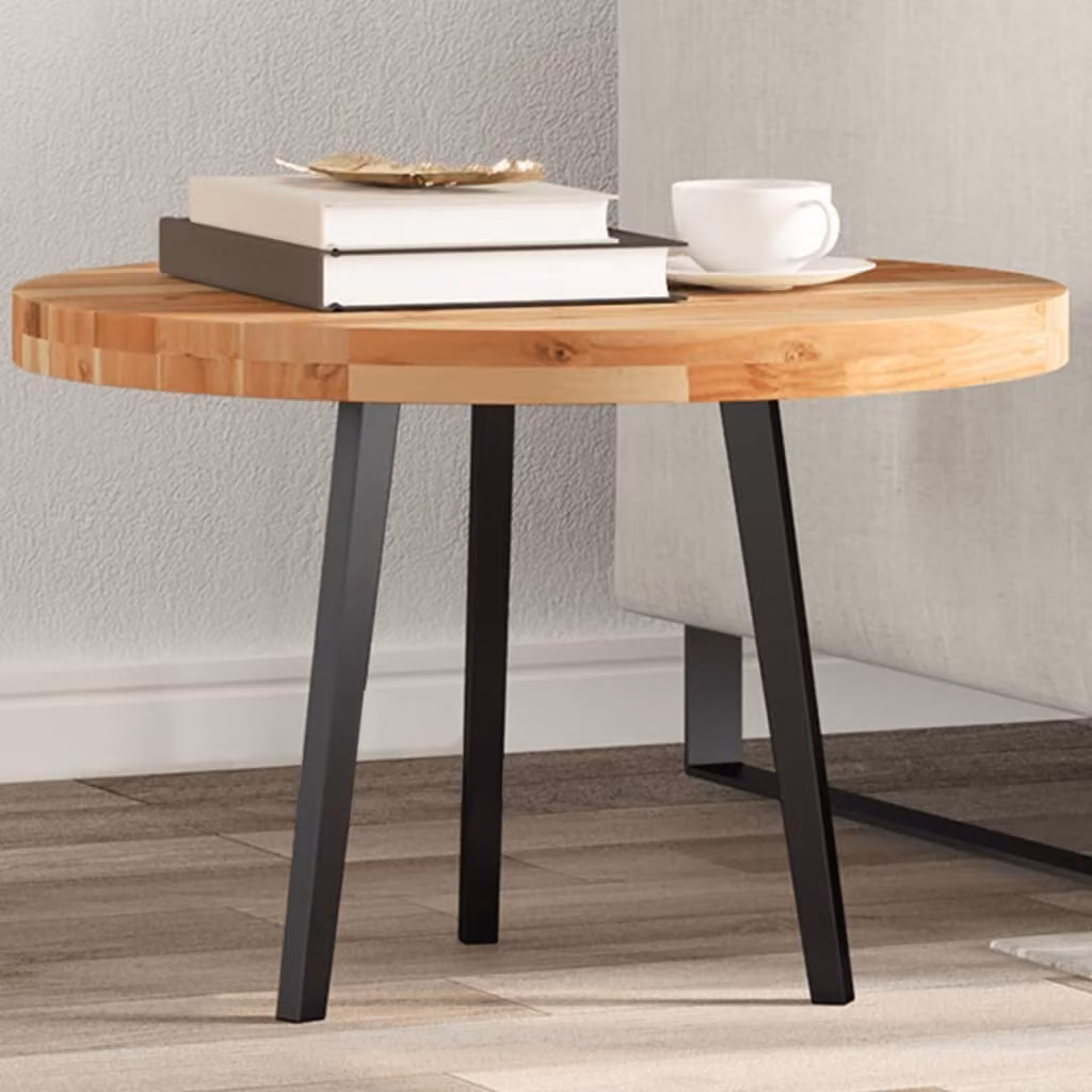 vidaXL Tavolo Rotondo in Legno Massello di Acacia Marrone, Diametro: 60 cm, Altezza: 4 cm