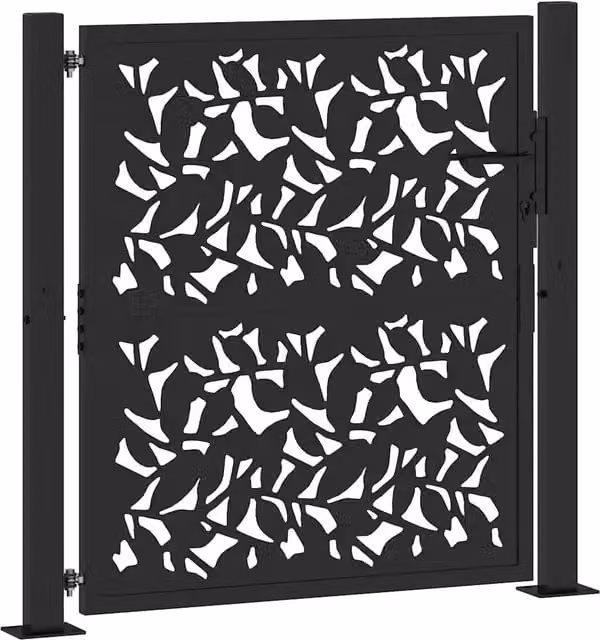 Cancello singolo da giardino in acciaio nero con design a foglia CFW6279025 – 1