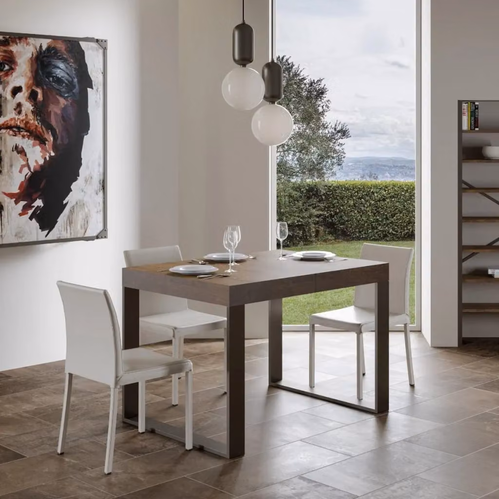 Tavolo Allungabile GIORDANOSHOP Rettangolare in Legno Marrone e Metallo Antracite L/P/H: 140-244 x 90 x 77 cm – 2