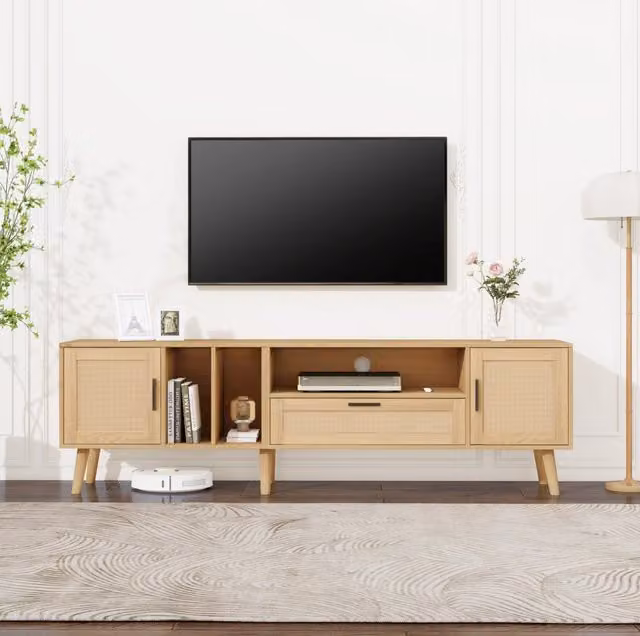 Mobile TV 180 cm rovere in truciolare - 2 ante, 1 cassetto e passacavi