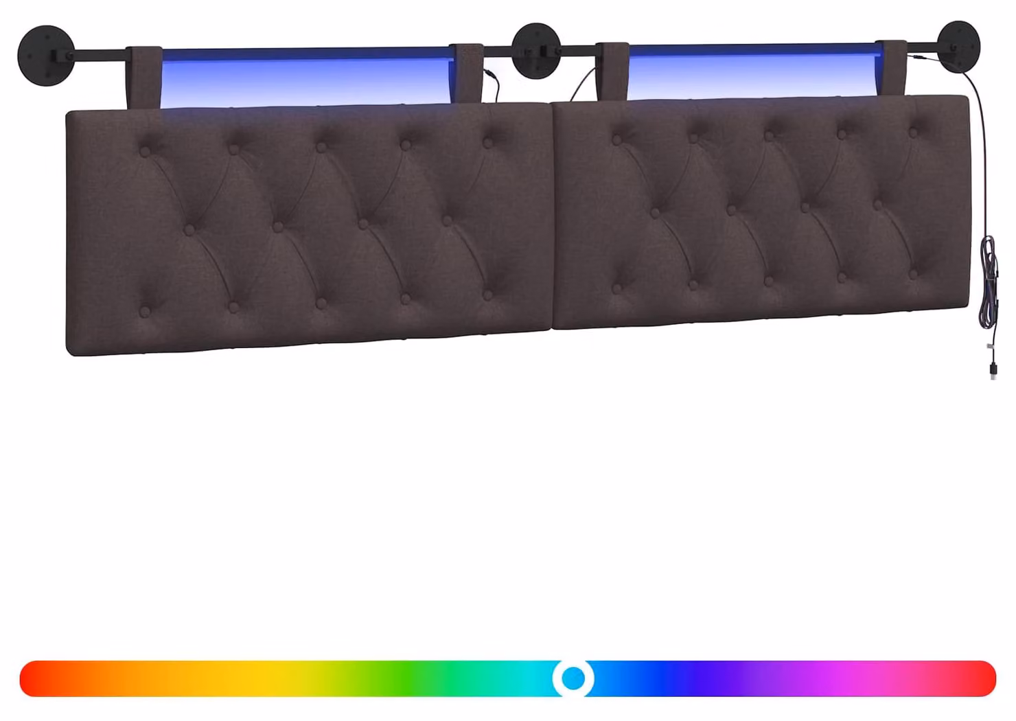 Testiera sospesa Con luce LED Marrone Scuro Tessuto